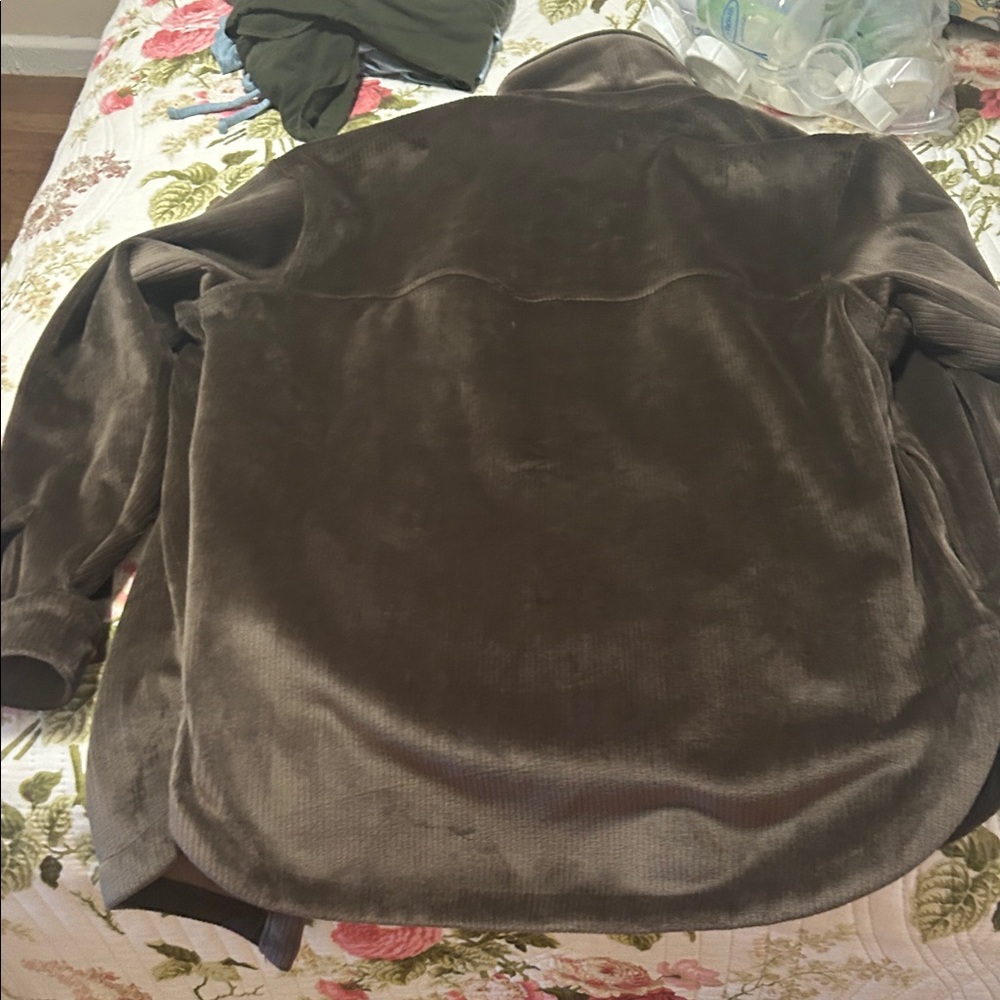 Women’s Dark Brown Velor Corduroy Shirt Jacket - Picture 8 of 10
